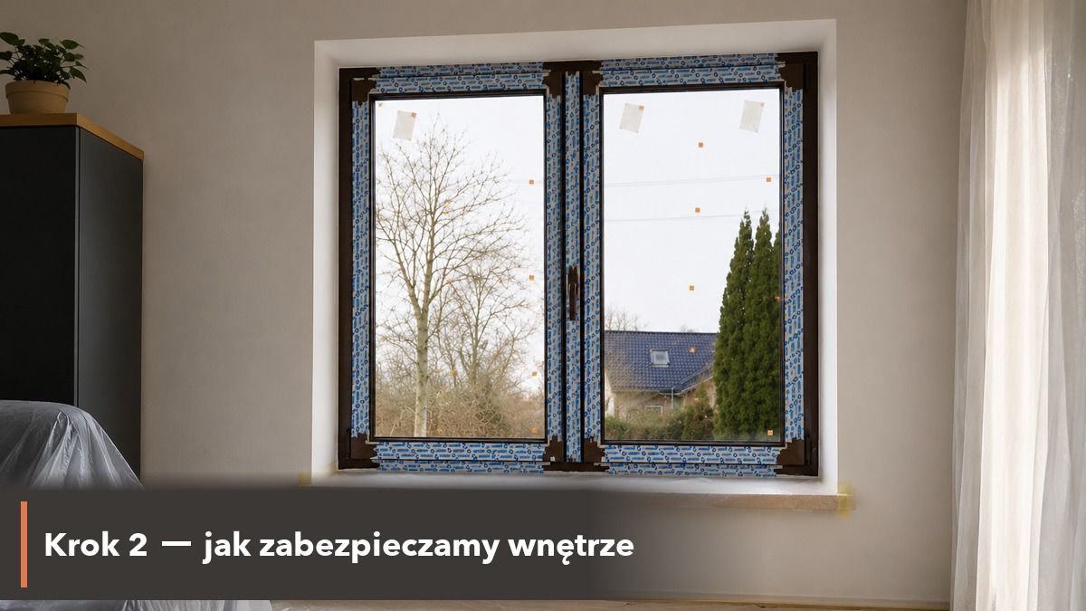 Krok 2 — jak zabezpieczamy wnętrze przed wymianą okien